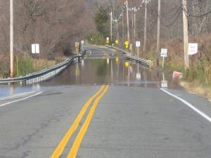 This was the flooded scene on low, flat Vernon Crossing on Nov. 4th.