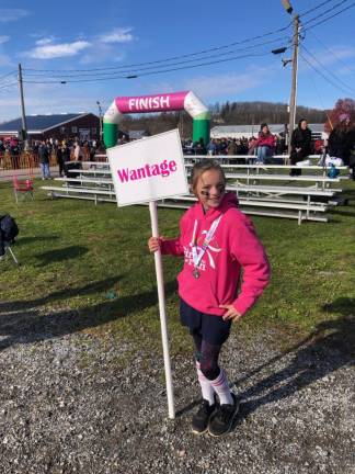 Lea Gunther, 12, at the Sussex County Fairgrounds for a Girls on the Run race. (Photo courtesy of Rebecca Gunther)