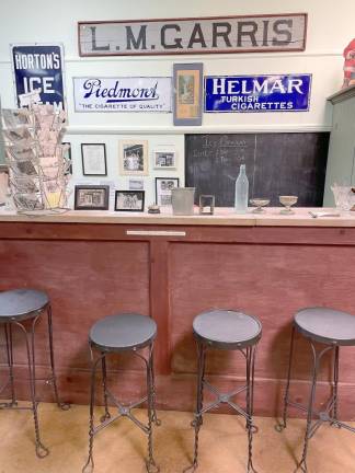The Branchville Historical Society Museum has the original counter from the Branchville Confectionery Shop, complete with stools, dishes, utensils and old signs. (Photos provided)