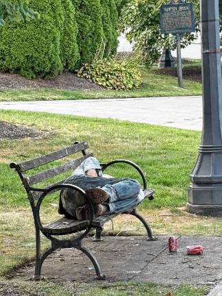 More homeless people are gathering on the Newton Green in the past three to four months.