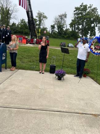 Sadie Smaldino sings the National Anthem during Vernon’s 9/11 Memorial Ceremony on Saturday, Sept. 9.