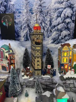 The Times Square building is the most expensive piece in Rosanna Craven’s Christmas village collection. (Photo by Daniele Sciuto)