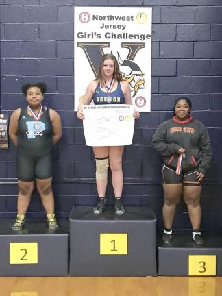 Senior Allison Brandt won first place in the 235-pound class at the inaugural New Jersey Athletic Conference Tournament on Feb. 4 at Vernon Township High School.