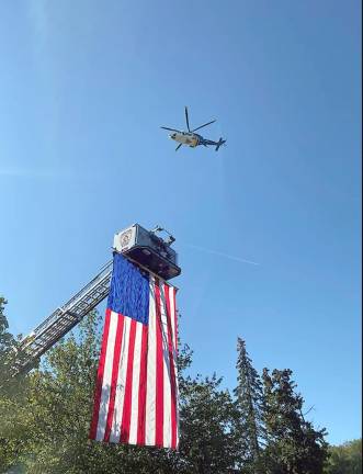 The helicopter flyover was perfectly timed at the conclusion of the National Anthem (Photo by Laurie Gordon)