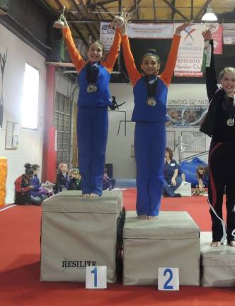 Dara DePaolo of Wantage takes first place in the all around, while teammate Gianna Macones of Sparta finishes second.