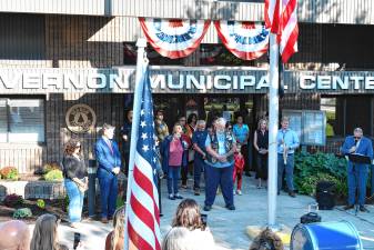 <b>Residents and officials gather for the 9/11 Remembrance Ceremony on Thursday, Sept. 11 at the Vernon municipal building. </b>(Photos by Maria Kovic)