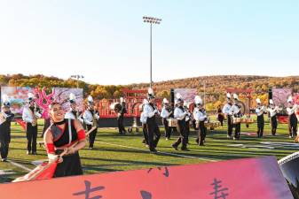 <b>VB1 The Vernon Township High School marching band performs during the Music in the Mountains competition there Saturday, Oct. 19. (Photos by Maria Kovic)</b>