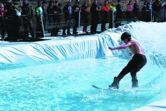 The annual Pond Skim was Sunday, March 17 at Mountain Creek in Vernon. It marked the end of the ski season at the resort. (Photo by Maria Kovic)