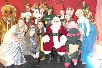 Santa and some of his friends in the â€œWinter Wonderlandâ€ at the Viking Village Tree Lighting.