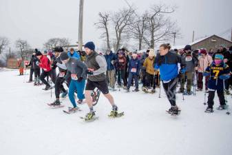 Racers set off in the sixth annual Viking Snowshoe Invasion on Saturday, Feb. 25 at Mountain Creek in Vernon. (Photos by Sammie Finch)