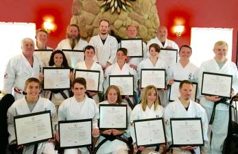 Front Row: Shane Lyden, Yorgo Liaros, Jennifer Fattorusso, Juliann Vigiletti, Nick Vigiletti; Middle Row: Sensei Tom Shull, Katarina Gomez, Zachary Trost, Sacha Dorsey, Kaitlyn Gallaugher, Ian Houtman, Tyler Lohwin; Back Row: Cody Williams, Tim Duvelsdorf, Barret Myzak, Jim Dorsey, Joseph Fattorusso