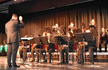 <b>HJ1 The Vernon High School Jazz Ensemble performs during High Point Regional High School’s first jazz festival Wednesday, April 16. (Photos by Maria Kovic)</b>