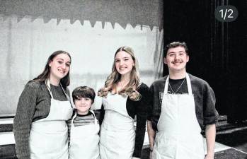 The family that gets freaky in the Vernon Township High School musical ‘Freaky Friday,’ from left, are Sadie Smaldino (Ellie Blake), Oliver Smaldino (Fletcher Blake), Caterina Dorsey (Katherine Blake) and Jake Remington (Mike Riley). (Photos provided)