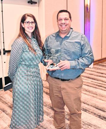 Quality in Business Award went to Dominick's Italian Restaurant and Pizzeria. Pictured are Jamie LaCouture and Sal Lombardo, owner of Domenick's.