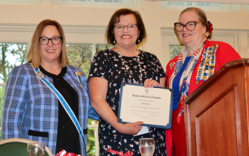 From left are Madam State Regent Diana Waugh Oliver, Joann DaSilva and State Historian Patricia Sanftner. DaSilva was named the New Jersey Daughters of American Revolution Outstanding Teacher of American History 2023. (Photos provided)