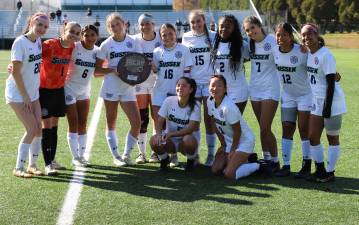 <b>Sussex County Community College women’s soccer team after winning at regionals Nov. 1.</b>
