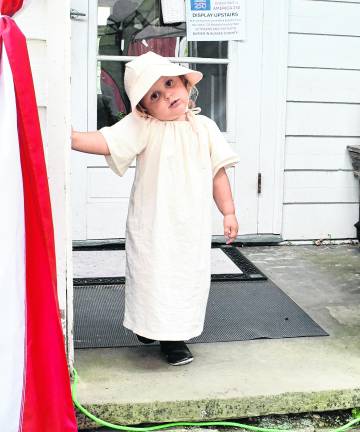 <b>Reagan Ziccardi shows an 18th century dress.</b>