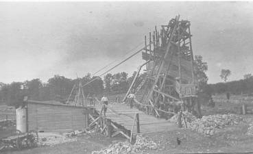 This rare photo, courtesy of the Havens family, shows when Route 23 came near their farm just south of Sussex Borough in the late 1920s. A wooden framework was built for the pouring of concrete pilings for the bridge over what looks like the Beaver Brook.