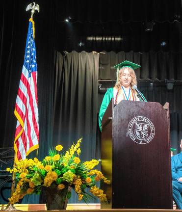 Sussex Tech valedictorian Skylar Sandage speaks at graduation.