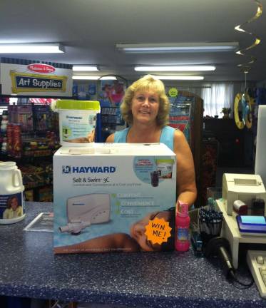 Lakeland Pools &amp; Spa's Grand Prize winner of a Hayward Salt &amp; Swim Chlorine Generator, valued at more than $1,000, was Kathy Hayde of Vernon, a customer for 35 years.
