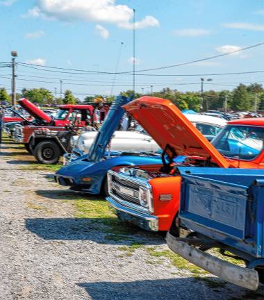 <b>Vehicle in display in a car show.</b>