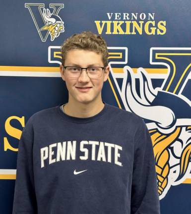 Senior Brady Hendricks has been stellar in goal for the Vikings ice hockey team, making 41 saves against High Point and 51 saves against Parsippany Hills.