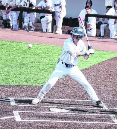 <b>Sussex Skylanders batter Zakary Dodier waits for the pitch. Dodier scored 4 runs.</b>