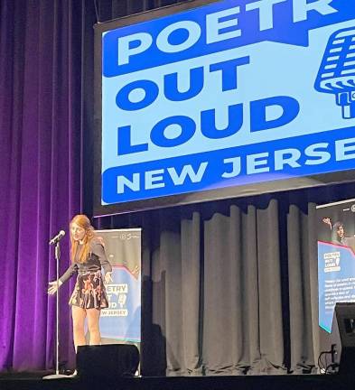 Vernon Township High School senior Leanna Mentone takes part in the Poetry Out Loud competition. (Photo provided)