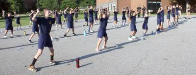 Junior Police Academy recruits do P.T. in the morning (Photo provided)