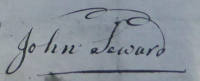 The signature of Colonel John Seward on a letter written during the Revolutionary War. (Photo provided)