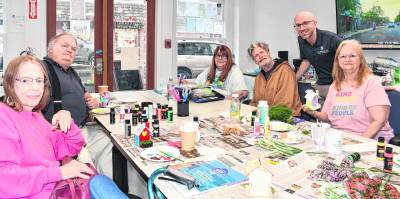 <b>Nancy Hillard of Wantage, Harold Pollard of Sussex, Sean Hyland from NORWESCAP, Kari Trudeau from Sussex Borough Community and Cultural Center, Peggy Falconer of Sussex and Bryan Mahon of Sussex pose for a photo.</b>