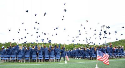 Members of the Vernon Township High School Class of 2023 toss their caps in the air during graduation. (Photos courtesy of Vernon Township High School)