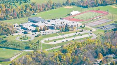 An aerial shot of Vernon High School.