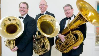 Hanover Wind Symphony tuba players (from left): Phil Hughes of Whippany, Rob Ruth of Kinnelon, and Joe Melody of Randolph (Jen Costa Photos)