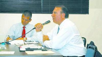Aqua New Jersey Operations Manager John Hildabrant and President Nicholas Asselta address the Sussex Borough Council in 2014 about purchasing the borough's water/sewer utility, which was then around $7.5 million in debt. (File photo by Vera Olinski)