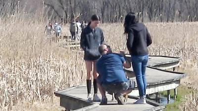 Folks get out and enjoy pre-spring weather at the Boardwalk section of the Appalachian Trail on Route 517.