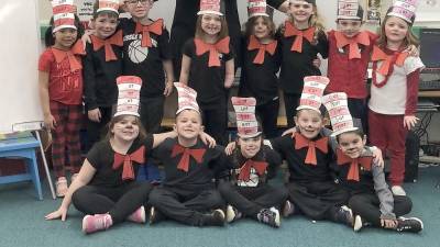 Mrs. Lawrence class dress up as Cat in the Hat.