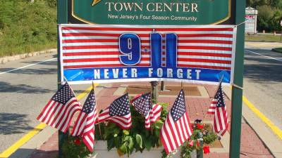 The Vernon Beautification Committee placed this beautiful remembrance at the entrance to town center on Route 515 in Vernon marking the 18th anniversary.