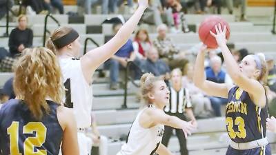 Vernon's Haley DeBonta aims the ball in the third quarter. DeBonta scored 6 points.