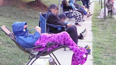 The Newton DMV line at 6 a.m. (Photo by Vera Olinski)