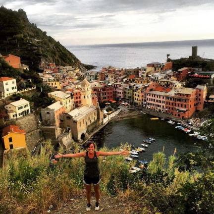 Kelly Smigen is shown in Cinque Terre