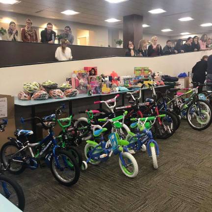 Bikes built and ready to be sent to the Project Self-Sufficiency Toy Shop.