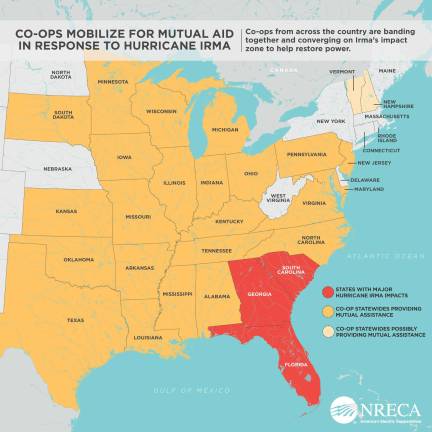 The area in red shows states most heavily affected by Hurricane Irma.