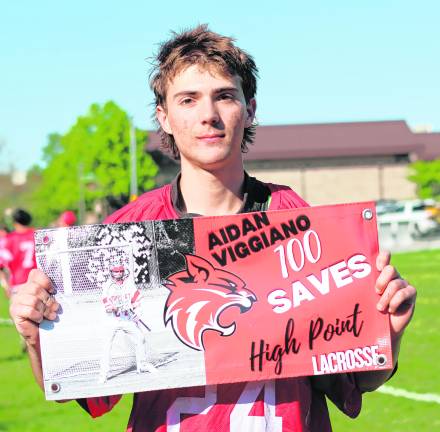 <b>Aidan Viggiano got his 100th save against Clifton on May 8.</b>