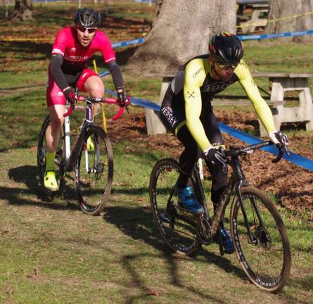 Cyclists move along a section of the race course.