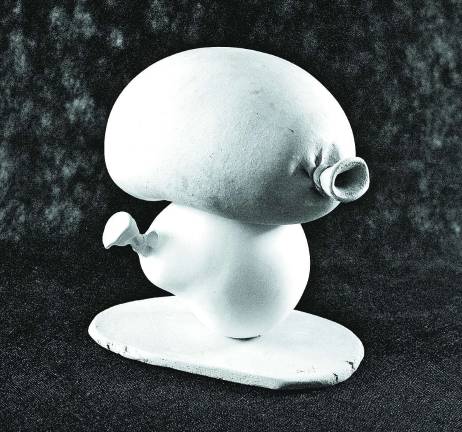 “Beast of Burden” is one of Agatha Wyman’s “Stone Balloons” and is being presented at the Silken Wool Home furnishing store in Warwick, N.Y.