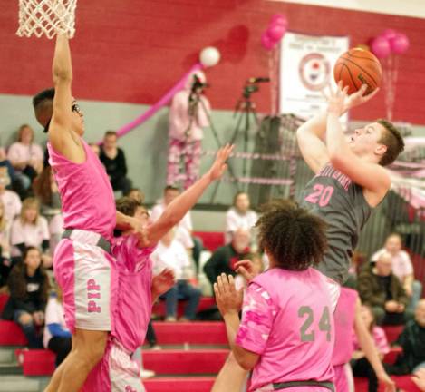 High Point's Brendan Franko goes airborne during a shot. Franko scored 17 points and grabbed 2 rebounds.