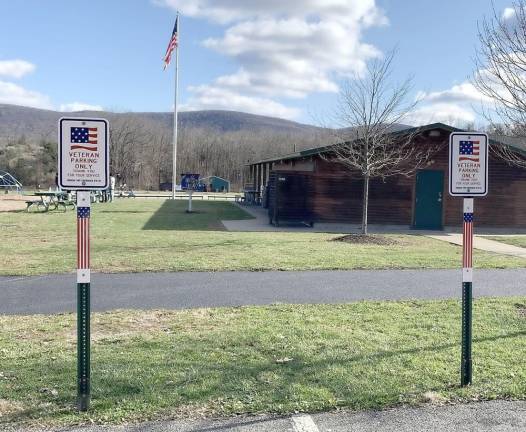 Veterans parking spaces shown at Vernon Township Municipal Center.
