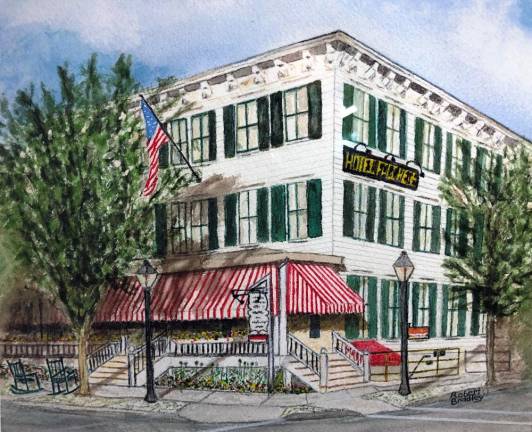 “Hotel Fauchere, created by artist Robert Bradley during the plein air in Milford, Pa., in July