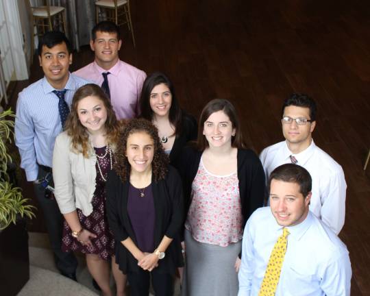 Front, left to right: Ryan Rabanal, (Ledgewood) Rowan University; Gretchen Riker, (Landing) Penn State University; Laura Cannillo, (Asbury) Farleigh Dickinson University. Middle Row Left to Right: Robert Snow, (Ledgewood) MBA at Centenary College; Clarissa DeFederico, (Dingman&#xfe;&#xc4;&#xf4;s Ferry, Pa.) Albright College; Kelly Critchley, (Long Valley) Montclair State University; Greg Peil (Newton) Susquehanna University; last row, Christopher Auer, (Wantage) Seton Hall University.